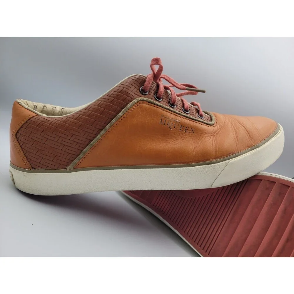 Puma Alexander McQueen Tan Woven Leather Sneakers 356139-02 Men's Size 10 MCQ